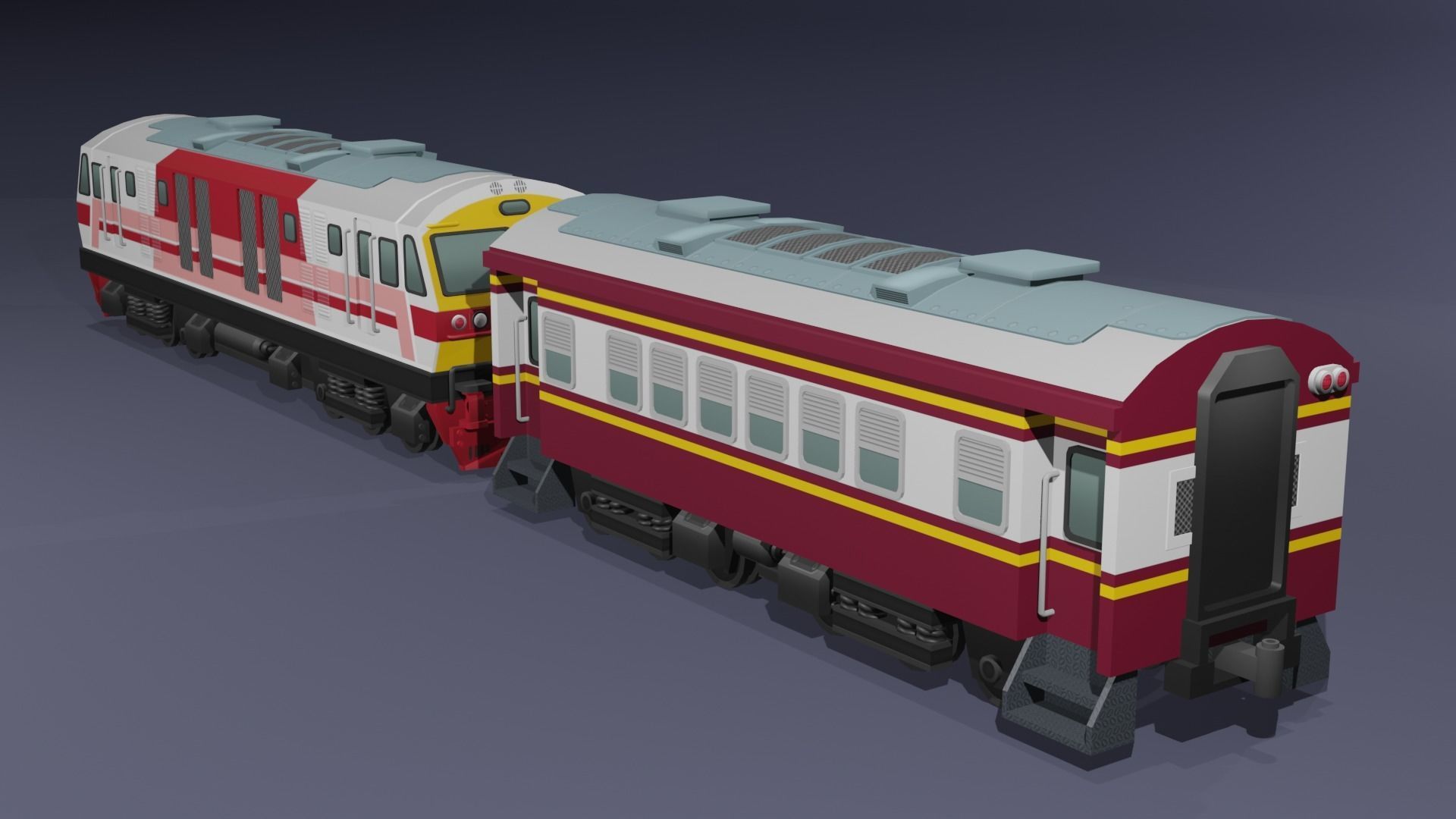 Special Express Train cartoon lowpoly 3D model_5