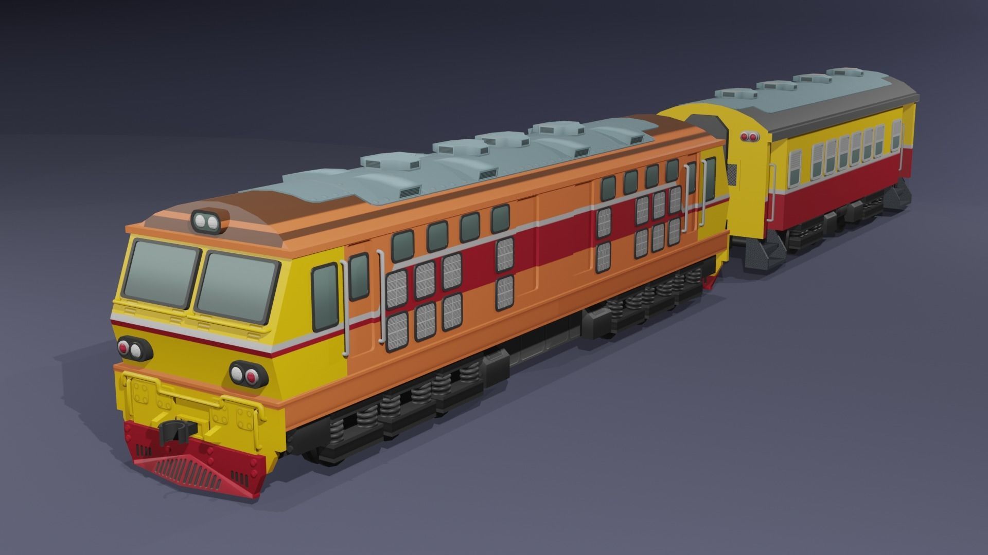 Special Express Train cartoon lowpoly 3D model_3