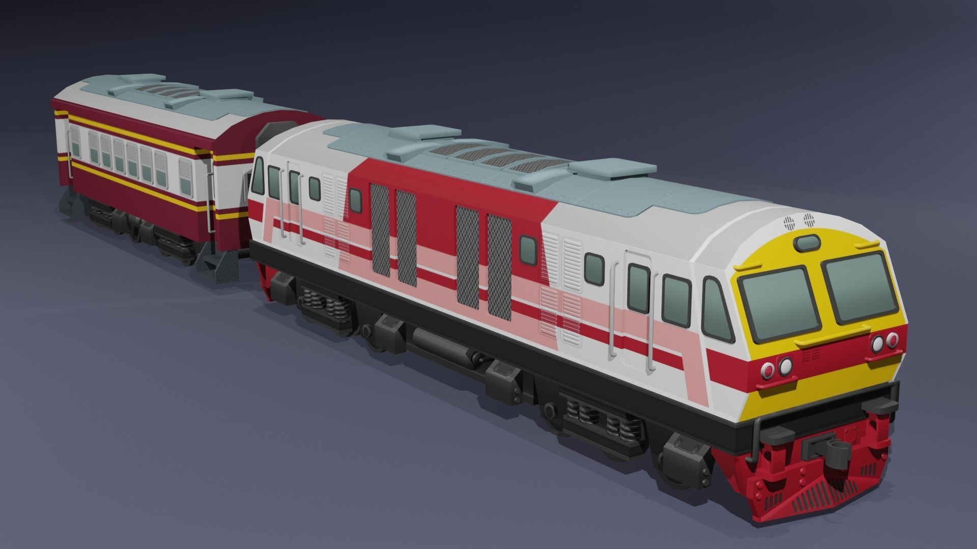 Special Express Train cartoon lowpoly 3D model_13