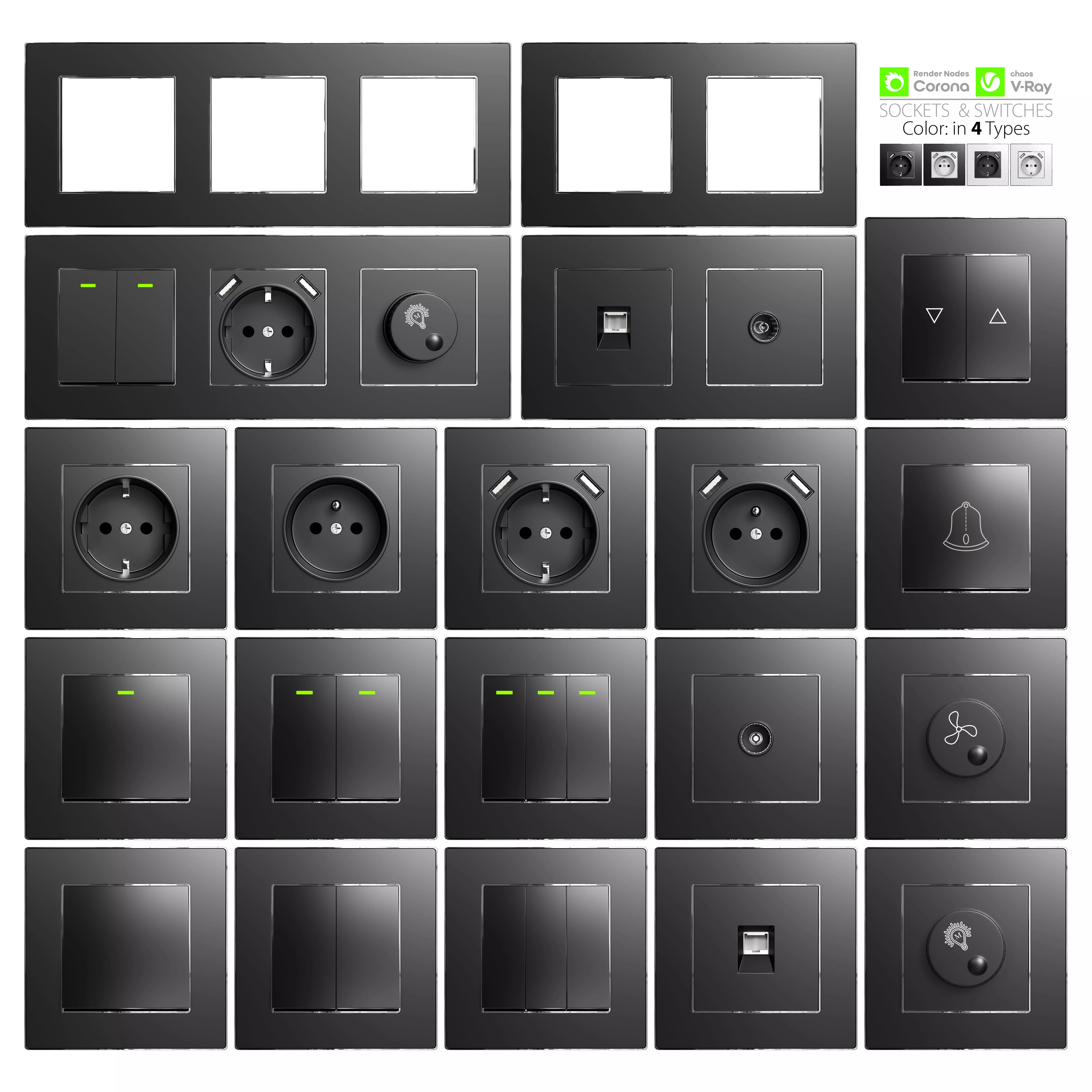 Sockets and Switches 4 Color 3D model