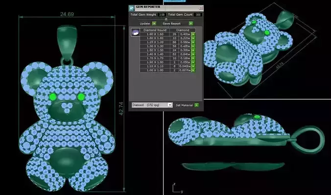 pendants bear diamond