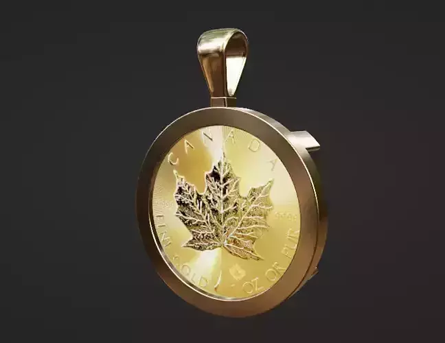 custom 1oz Canadian gold maple coin frame mount 3D print model