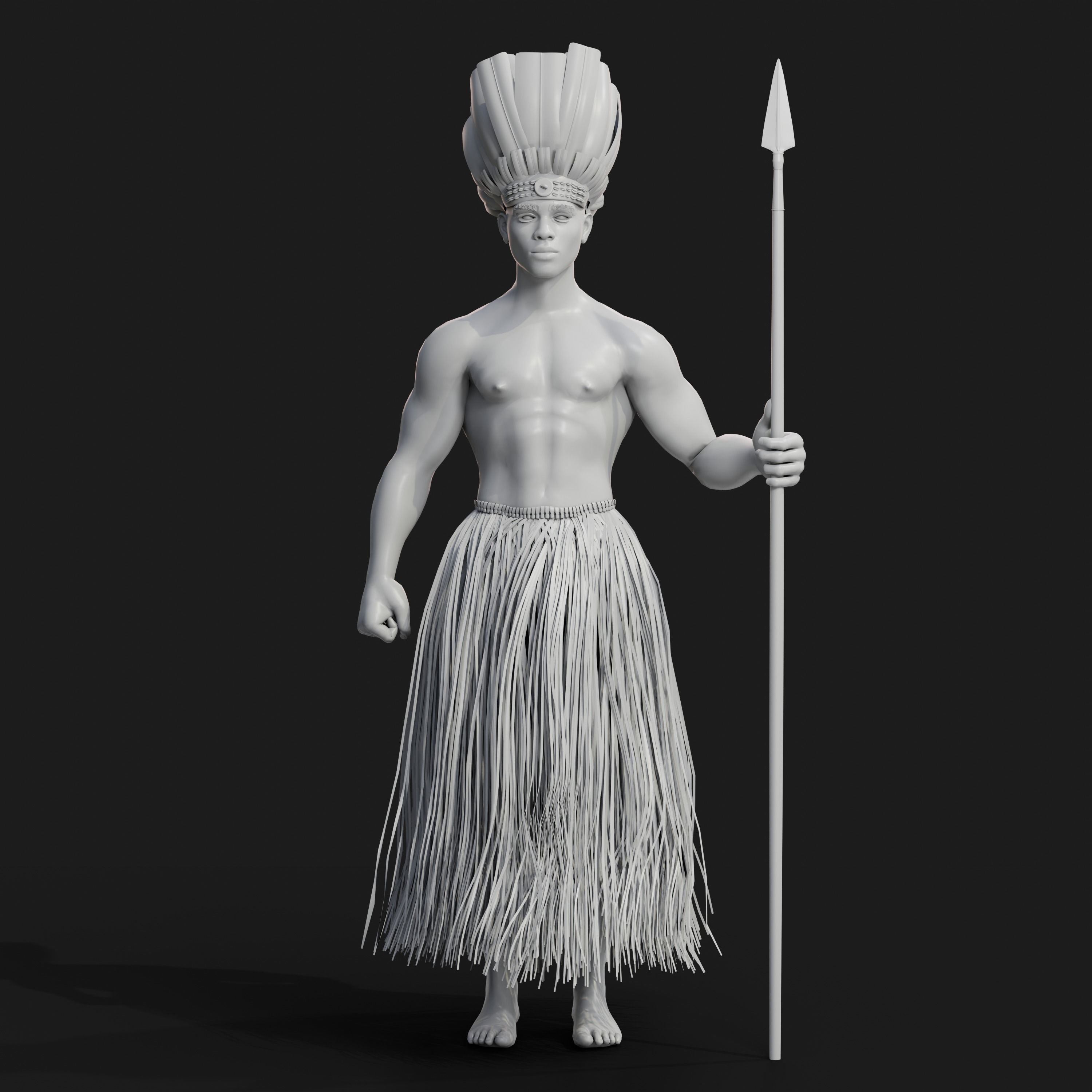 Fijan warrior Low-poly 3D model_2