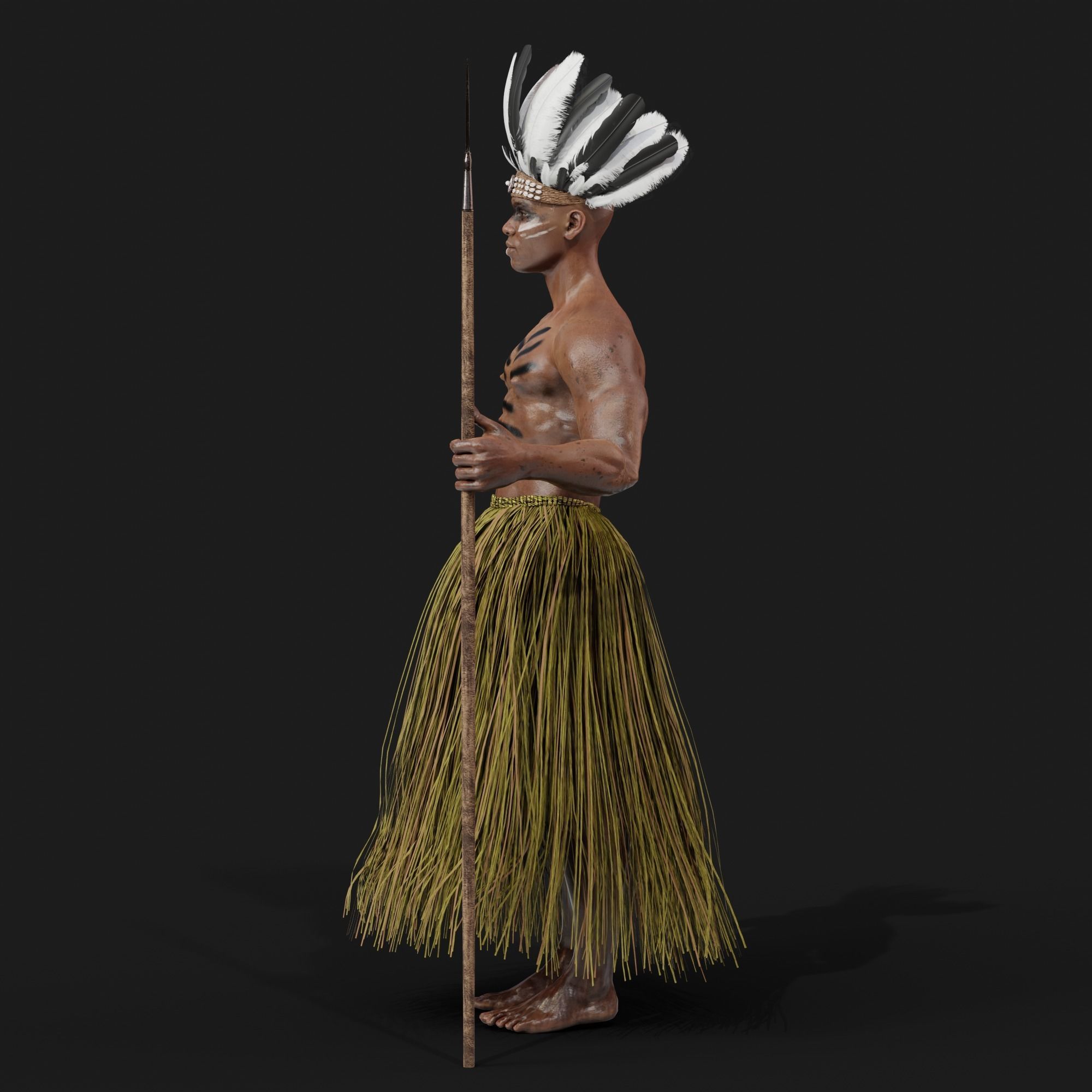 Fijan warrior Low-poly 3D model_4