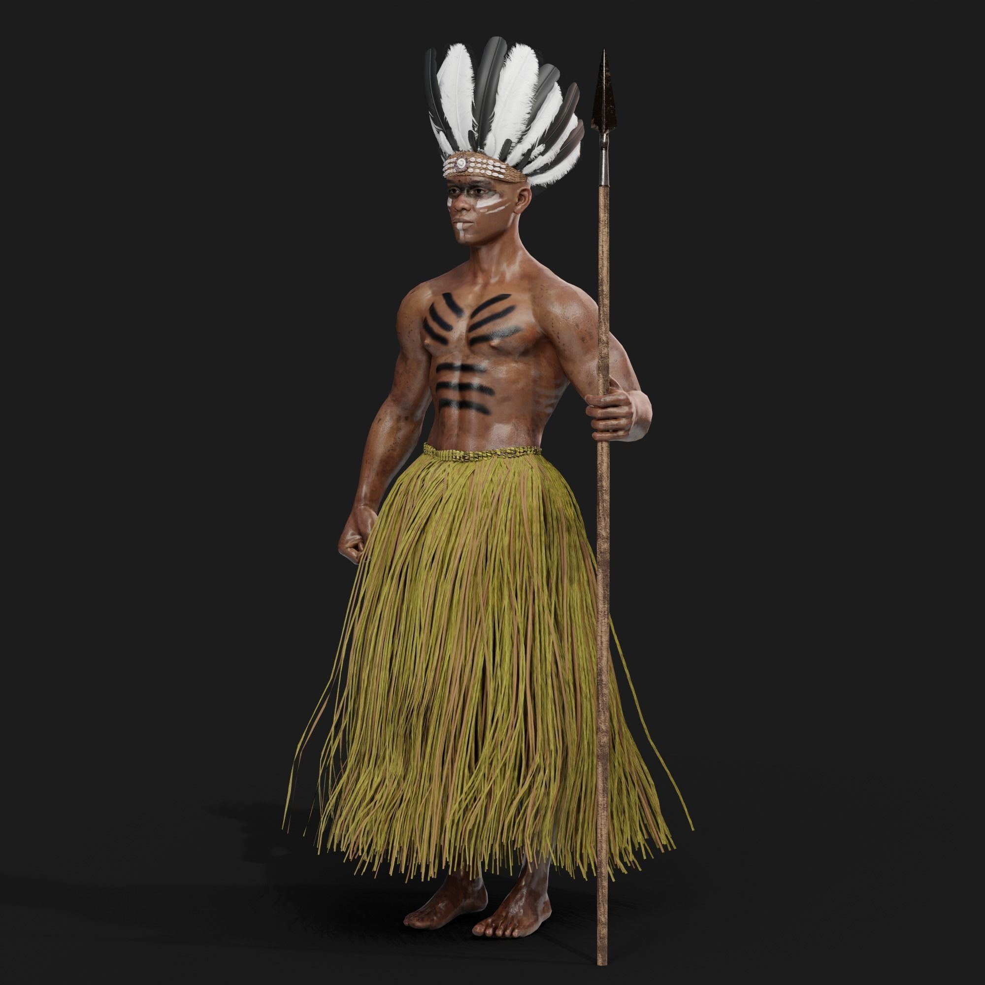 Fijan warrior Low-poly 3D model_3