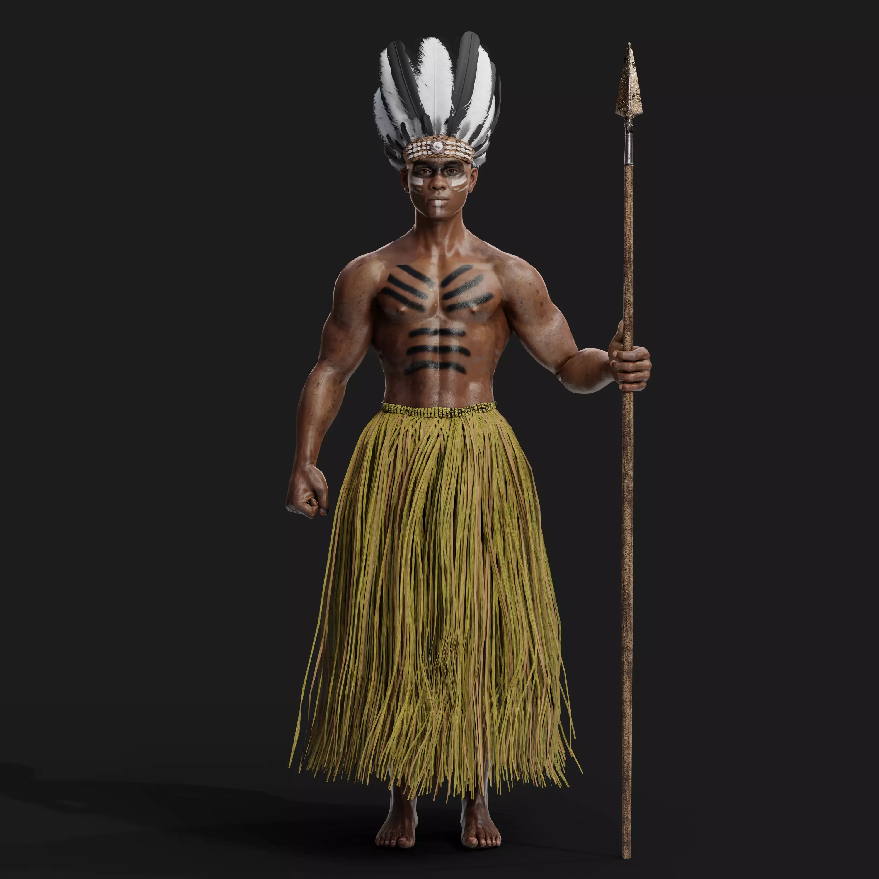 Fijan warrior Low-poly 3D model_0