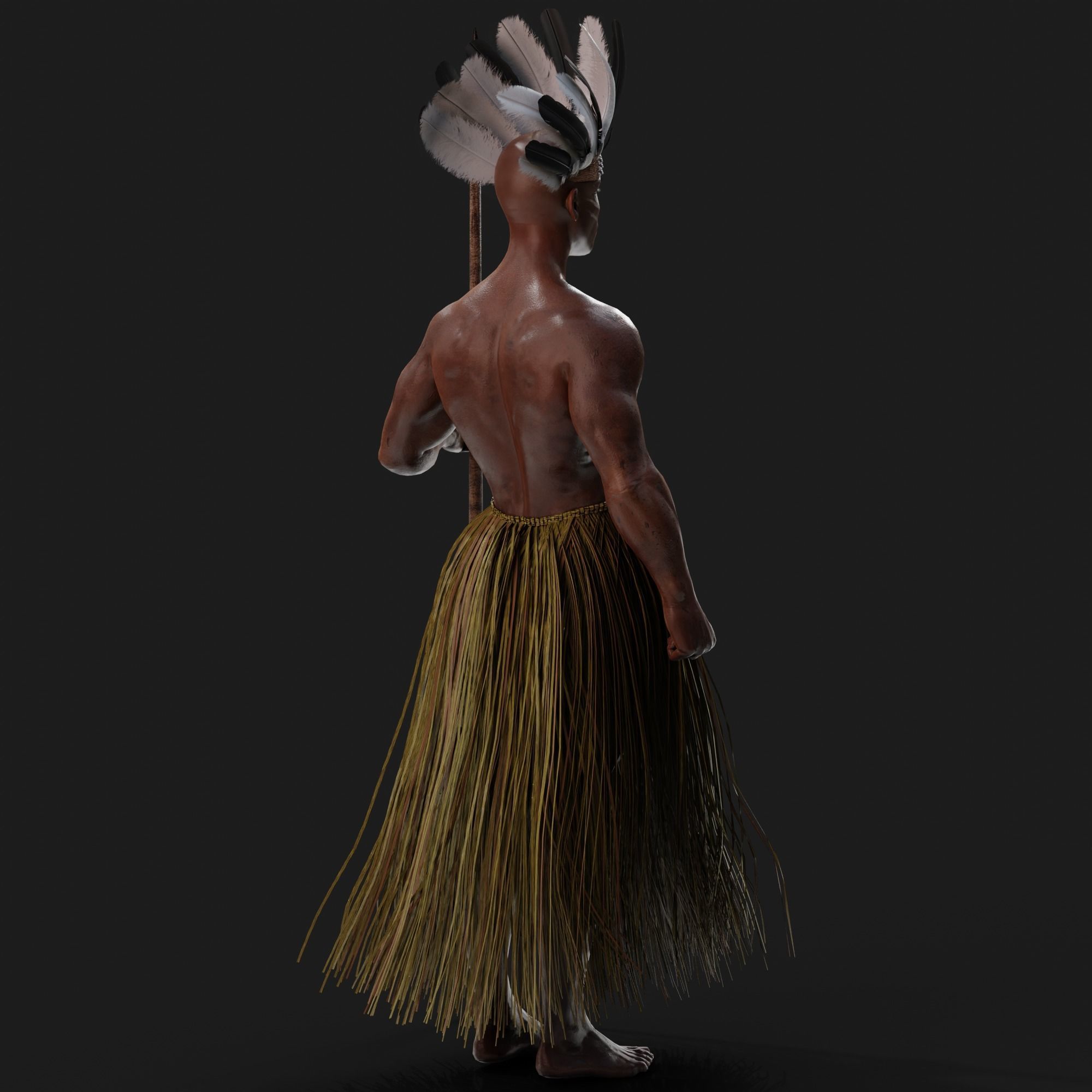 Fijan warrior Low-poly 3D model_5