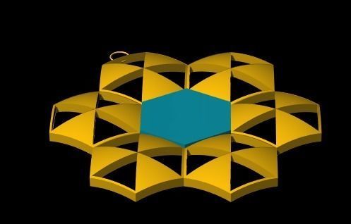 hexagon pendant 3D print model_2