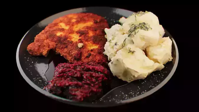 Schnitzel Low-poly 3D model