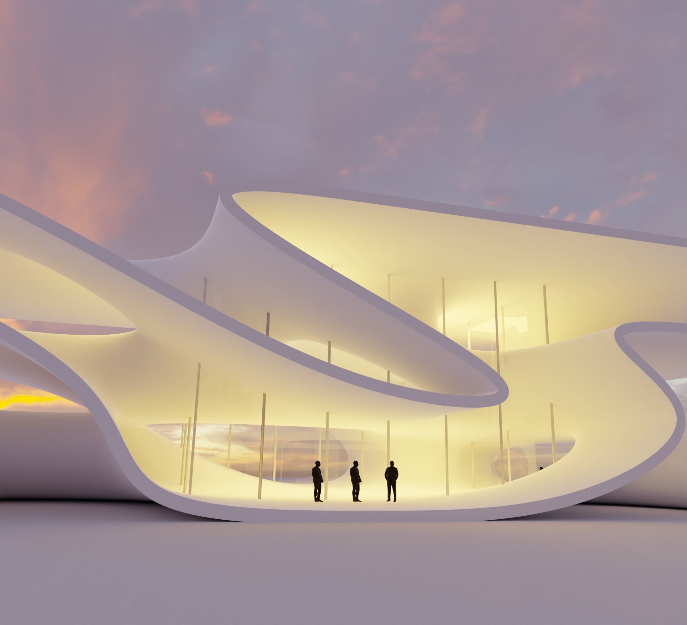 Sci Fi Exhibition Hall Interior with real world scale Low-poly 3D model_1