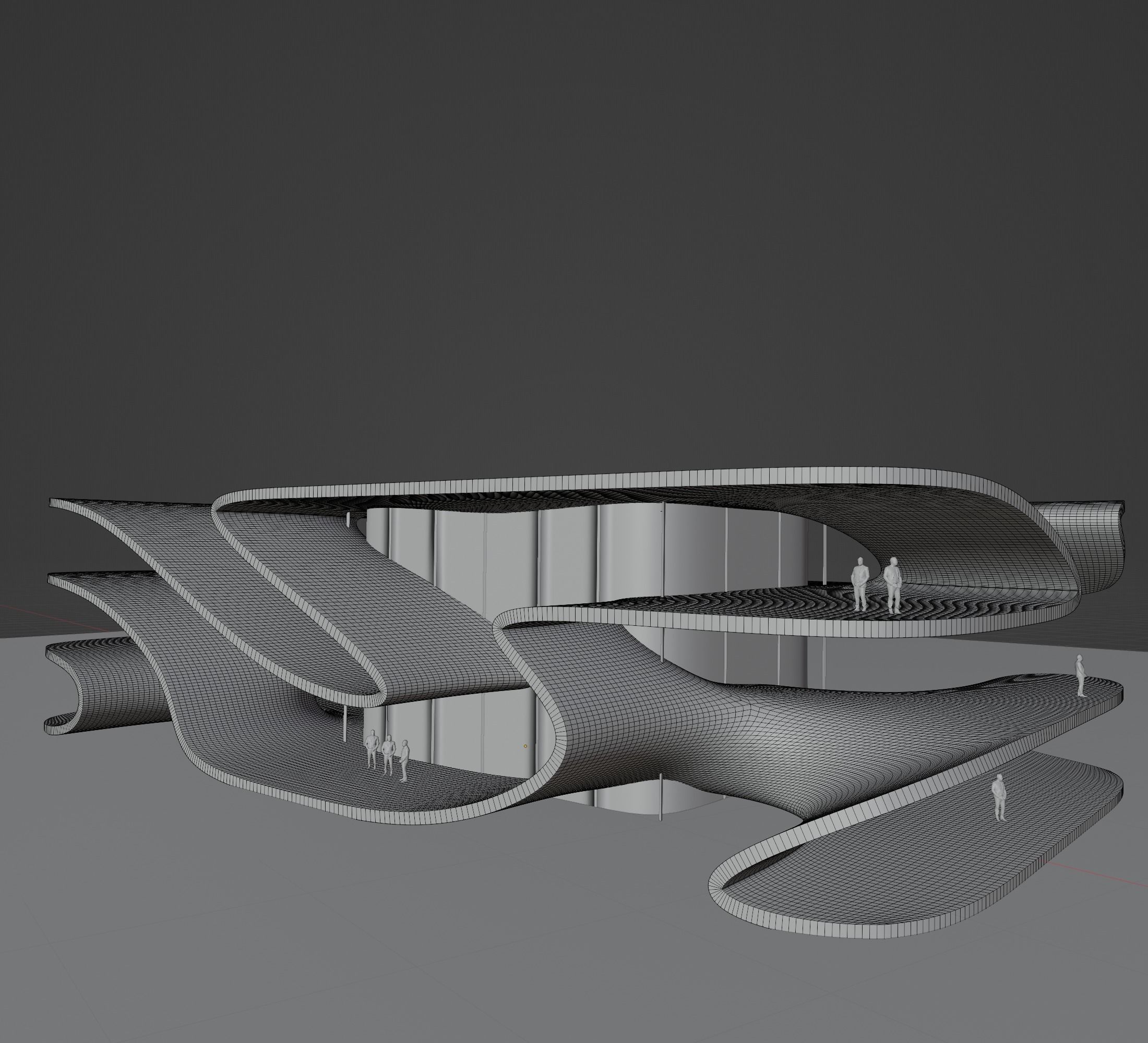 Sci Fi Exhibition Hall Interior with real world scale Low-poly 3D model_7