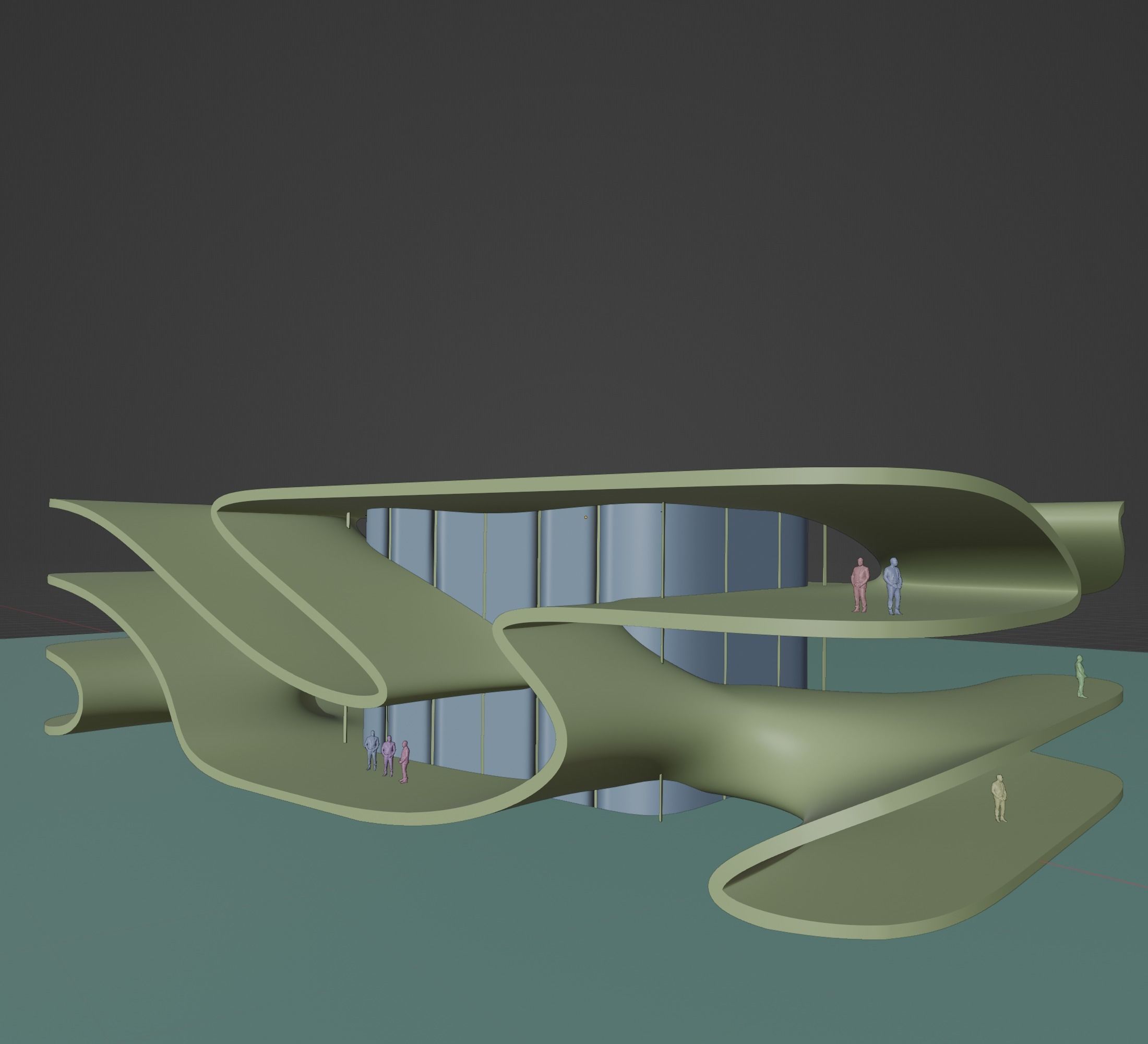 Sci Fi Exhibition Hall Interior with real world scale Low-poly 3D model_6