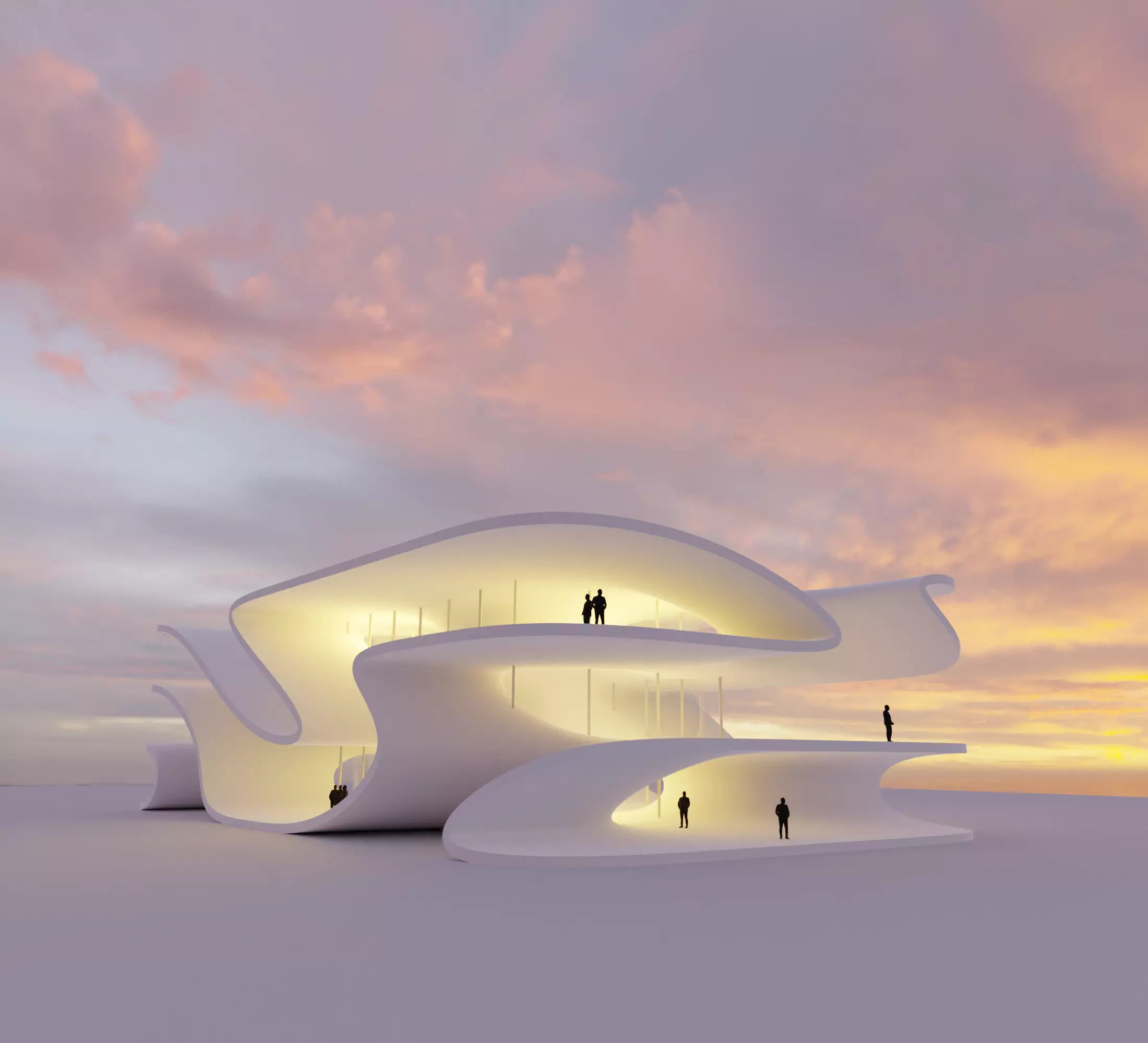 Sci Fi Exhibition Hall Interior with real world scale Low-poly 3D model_0