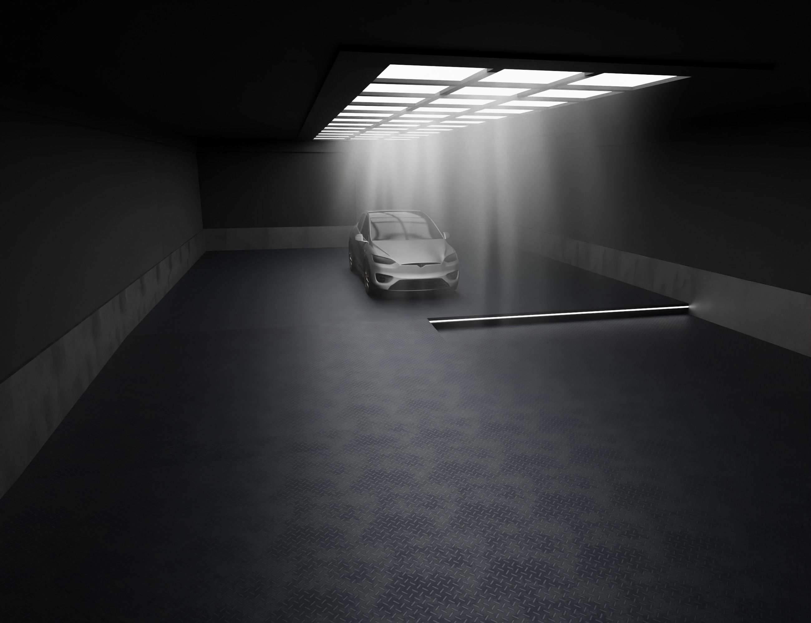 Car studio interior Low-poly 3D model_2