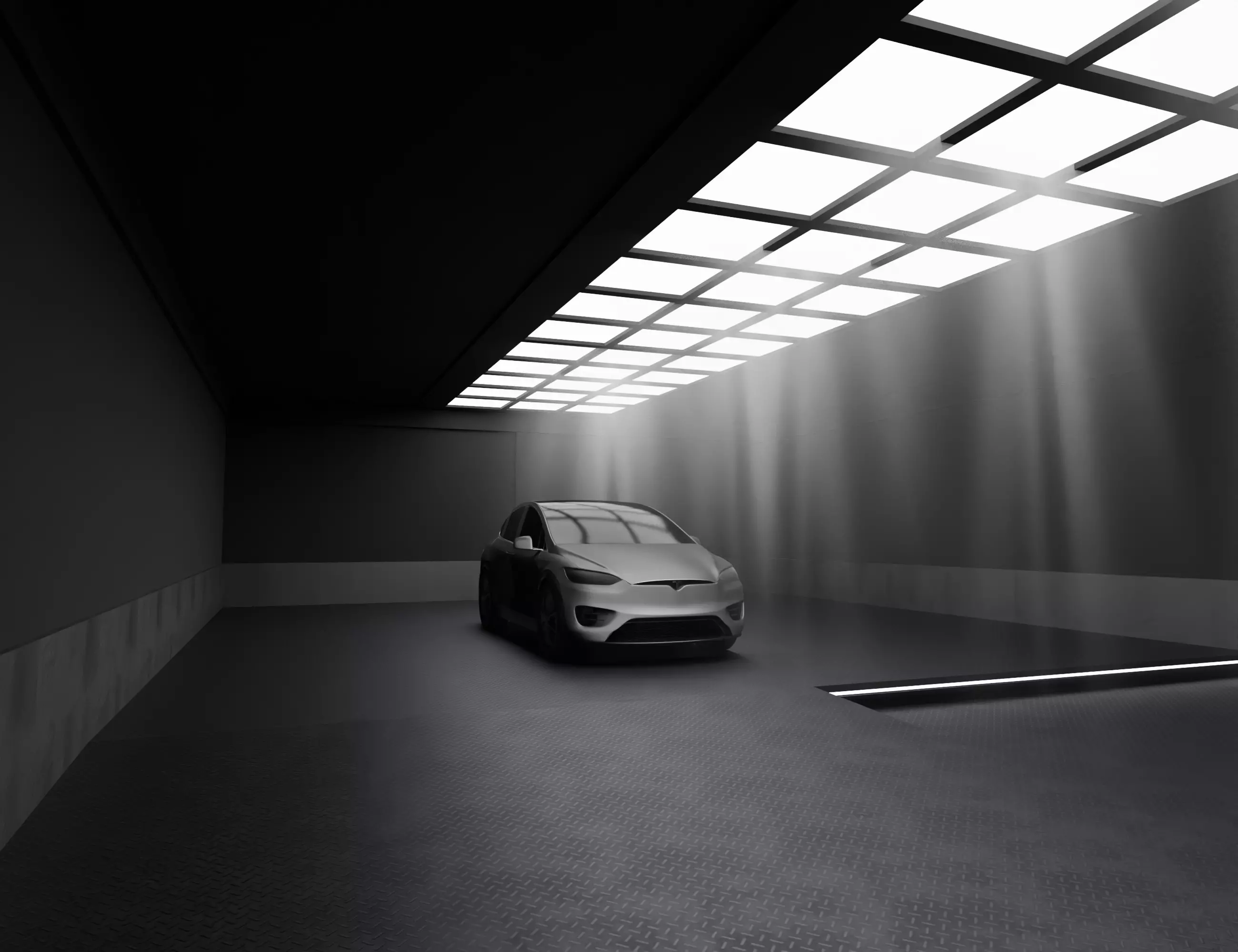 Car studio interior Low-poly 3D model_0