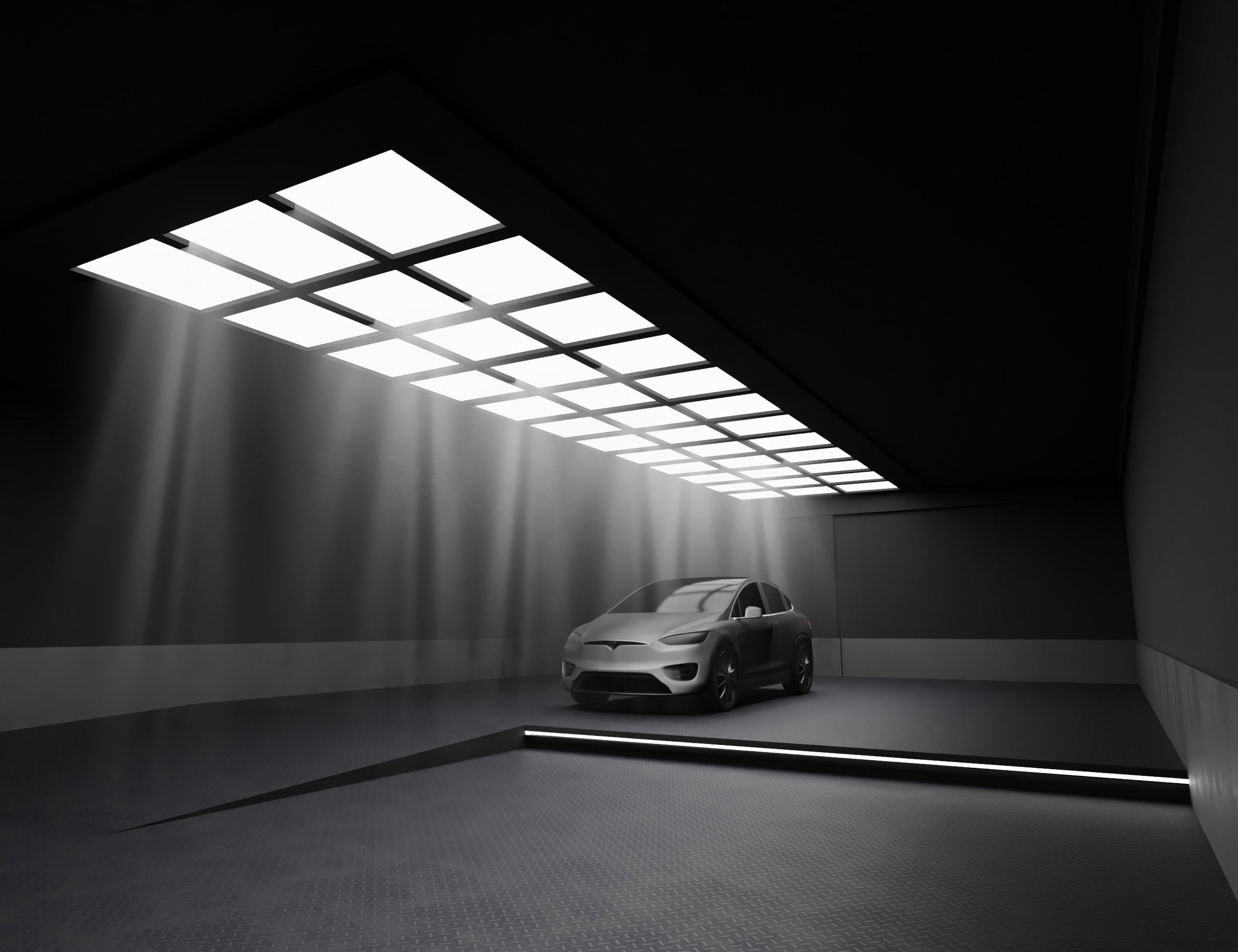 Car studio interior Low-poly 3D model_6