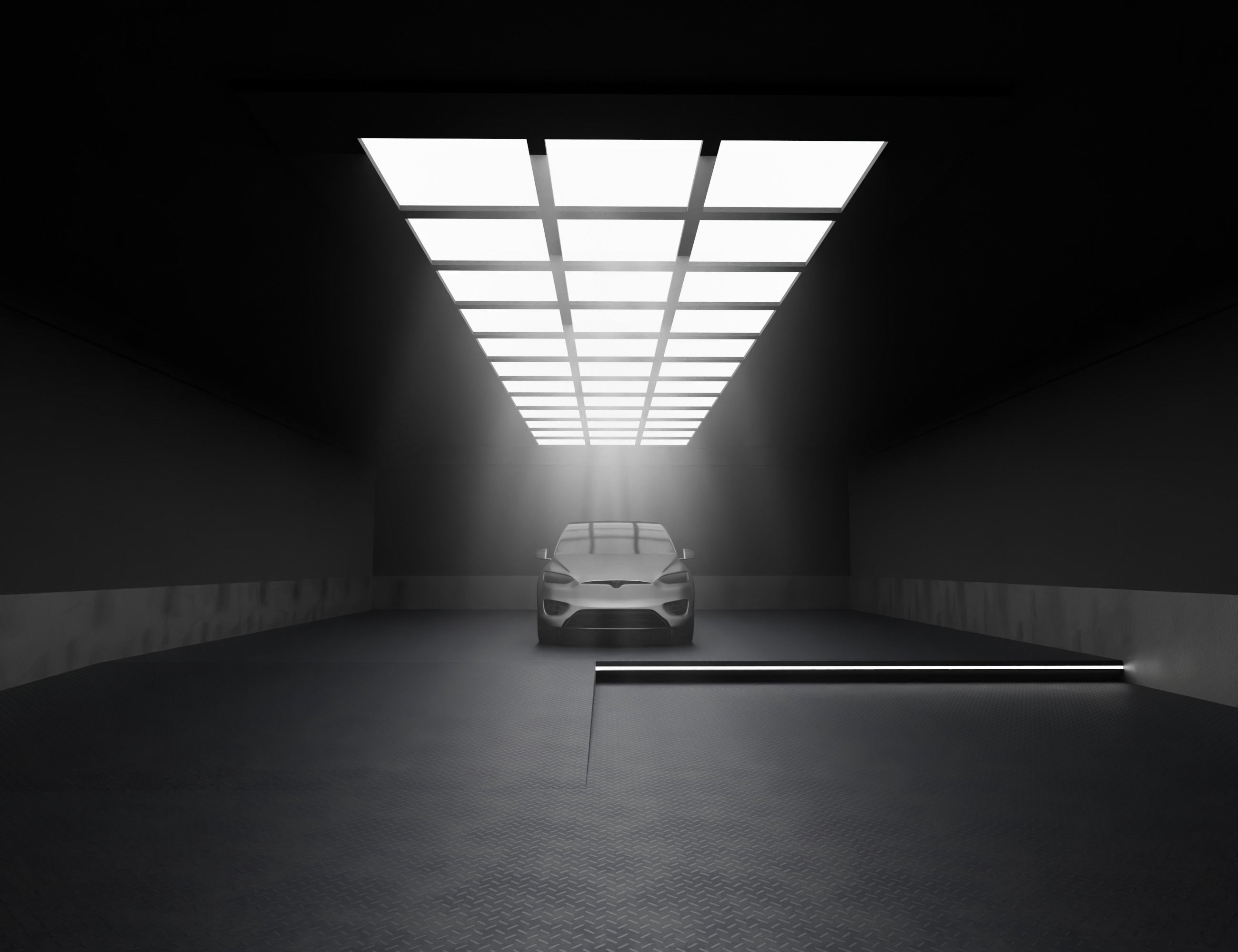 Car studio interior Low-poly 3D model_5
