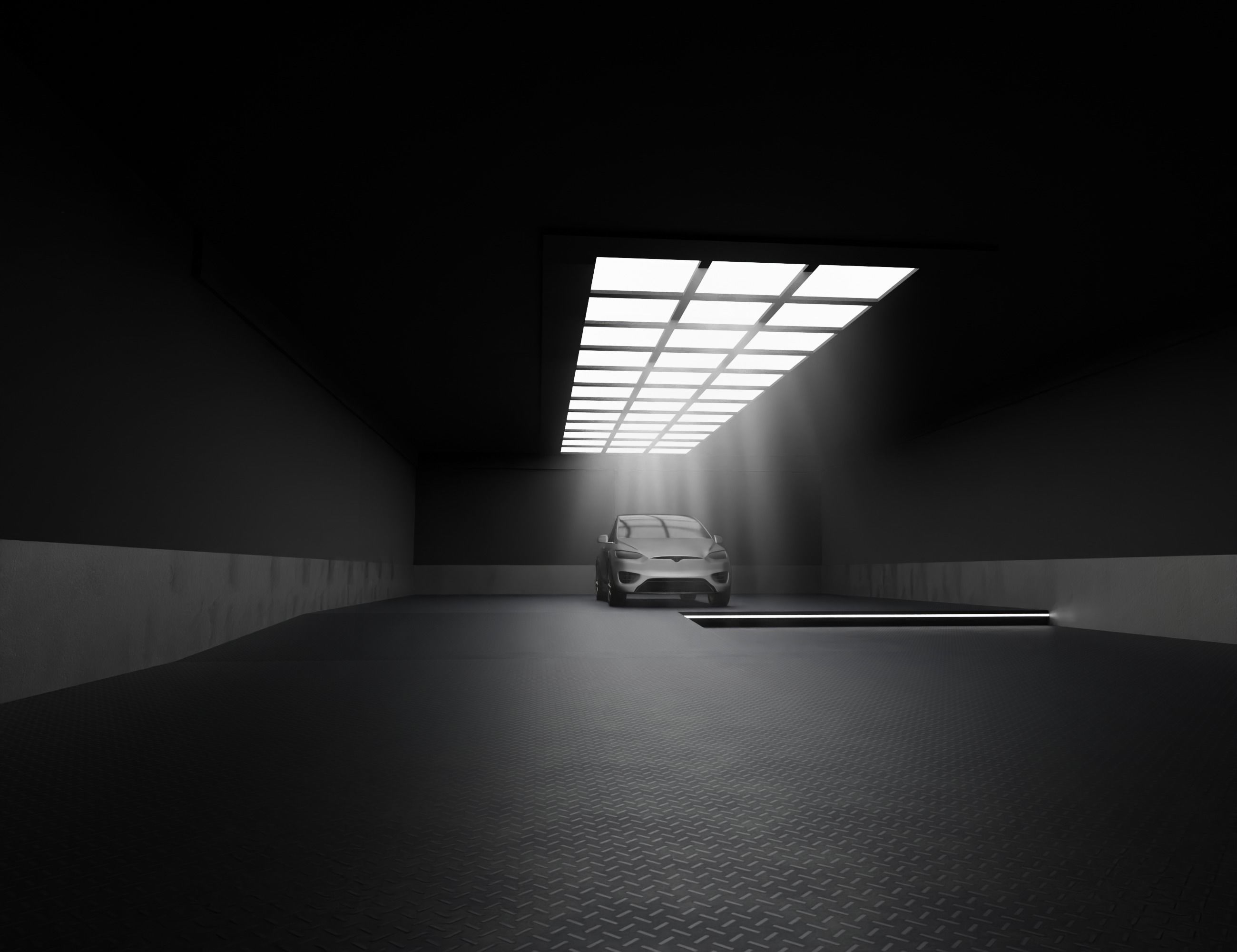 Car studio interior Low-poly 3D model_1