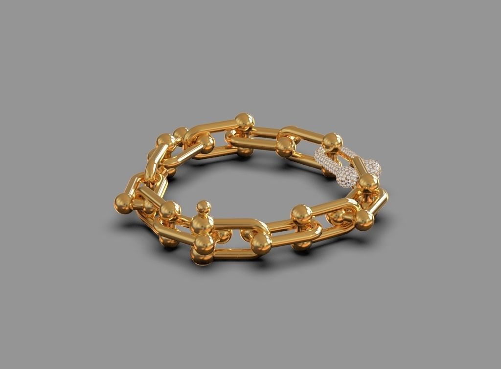 Tiffany chain link bracelet and Tiffany clasp 3D print model_4
