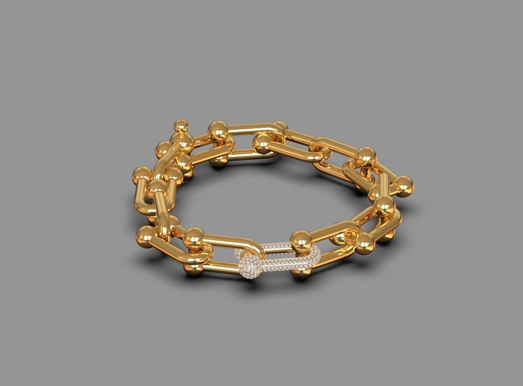 Tiffany chain link bracelet and Tiffany clasp 3D print model_3