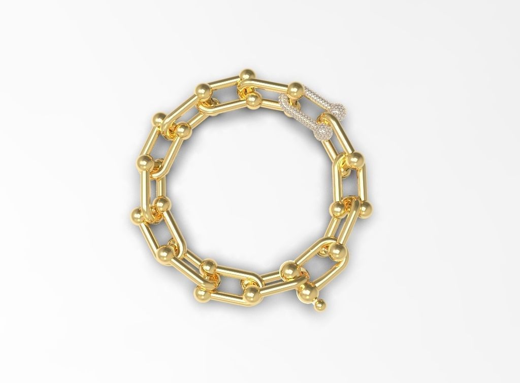Tiffany chain link bracelet and Tiffany clasp 3D print model_15