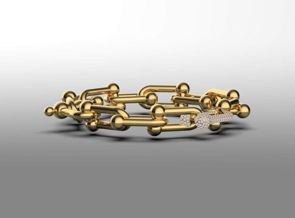 Tiffany chain link bracelet and Tiffany clasp 3D print model_14