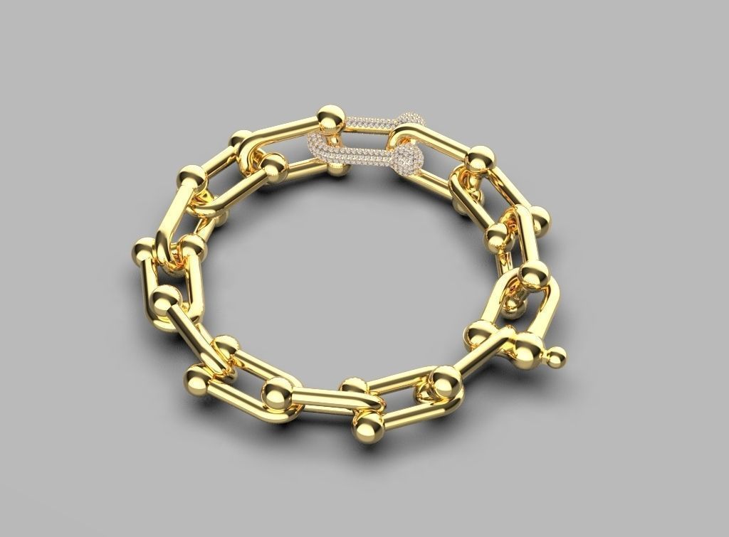 Tiffany chain link bracelet and Tiffany clasp 3D print model_2