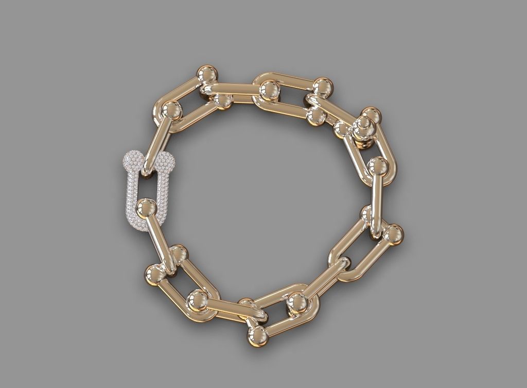 Tiffany chain link bracelet and Tiffany clasp 3D print model_12