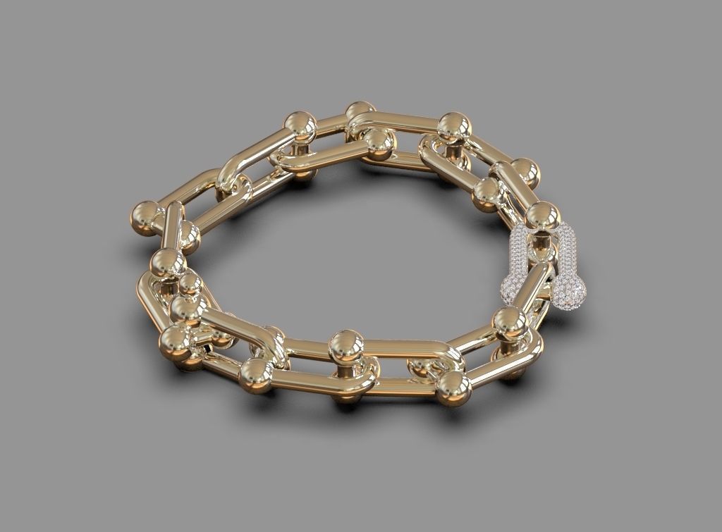 Tiffany chain link bracelet and Tiffany clasp 3D print model_13