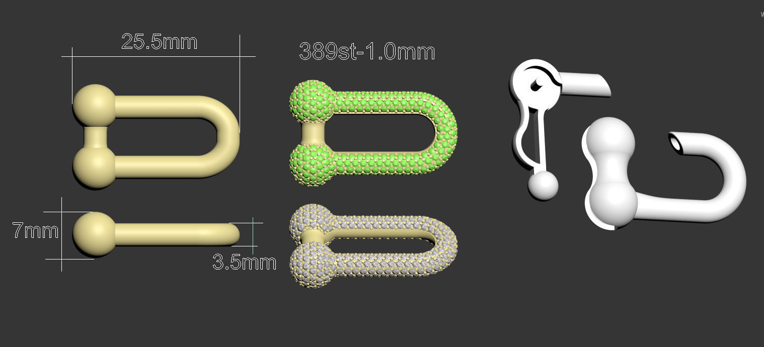 Tiffany chain link bracelet and Tiffany clasp 3D print model_7