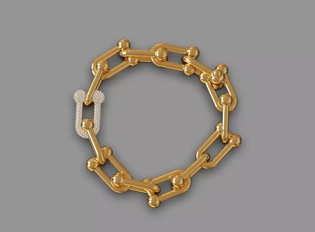 Tiffany chain link bracelet and Tiffany clasp 3D print model_0