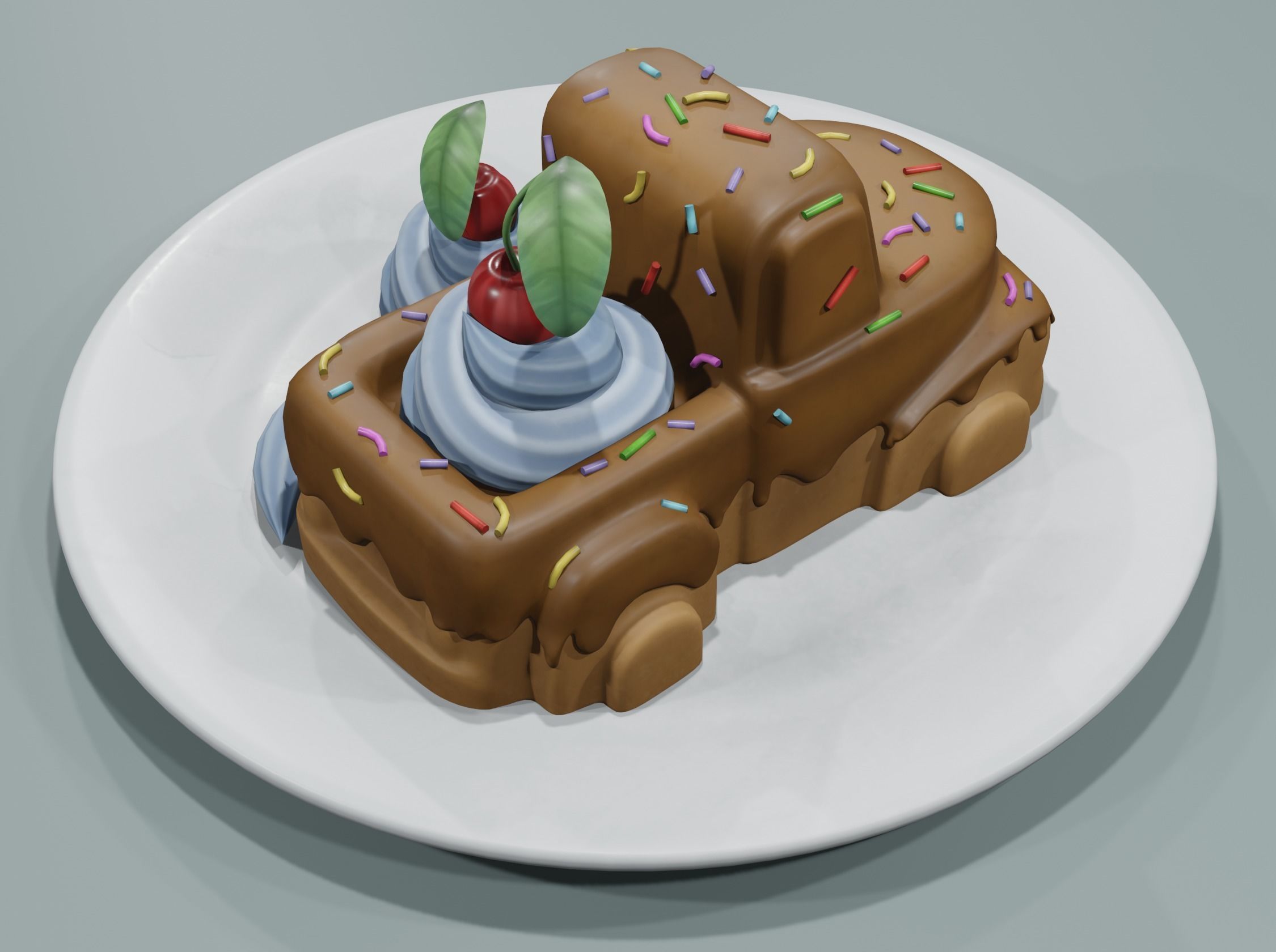 Chocolate dessert Low-poly 3D model_5