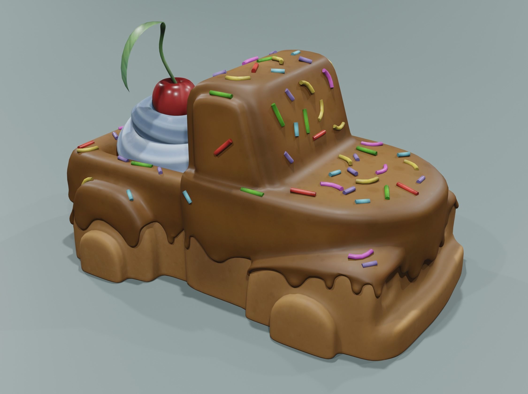 Chocolate dessert Low-poly 3D model_15