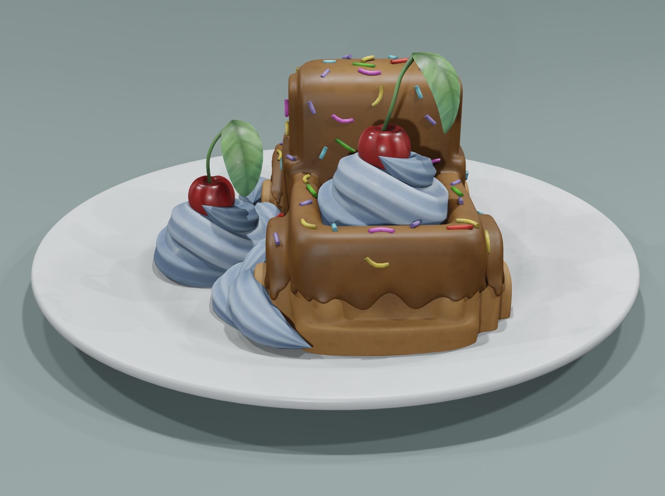 Chocolate dessert Low-poly 3D model_9