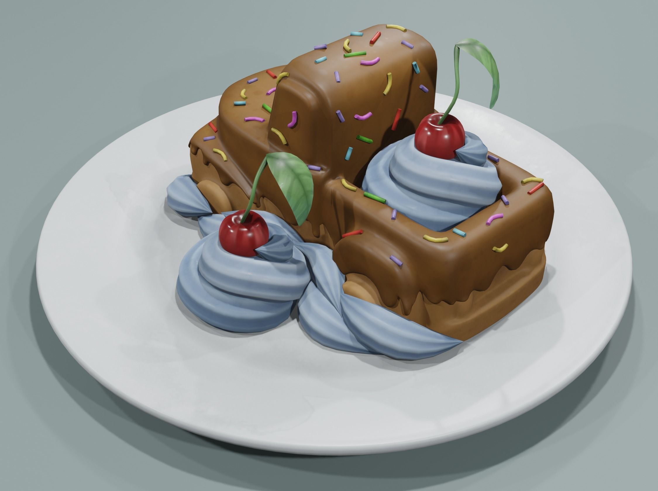 Chocolate dessert Low-poly 3D model_3