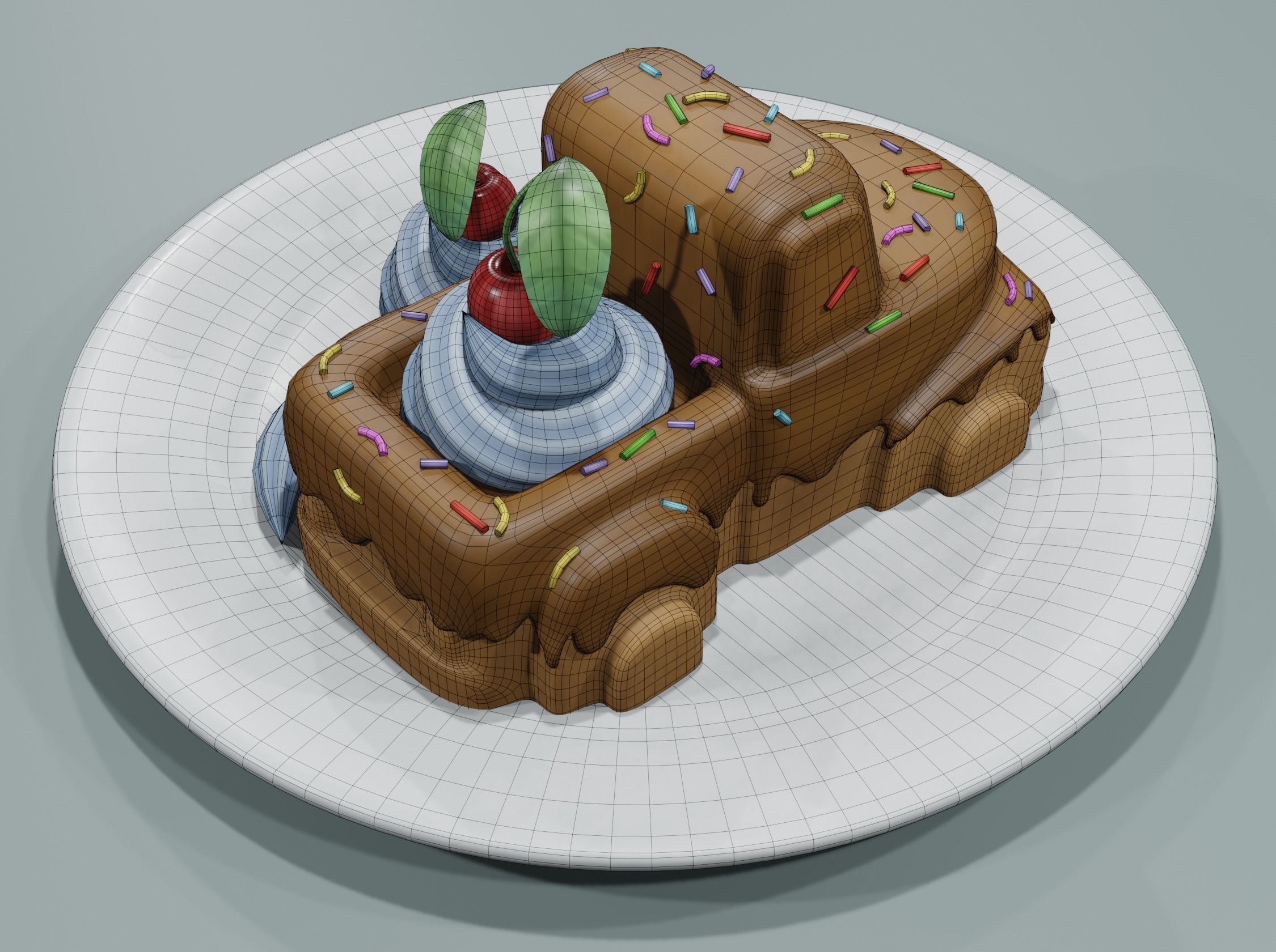Chocolate dessert Low-poly 3D model_6