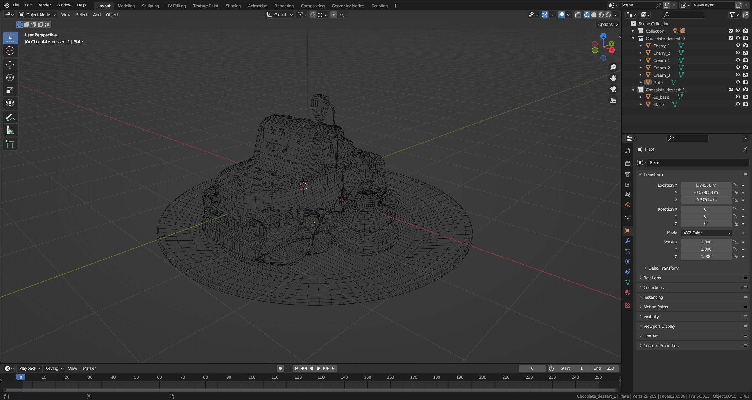 Chocolate dessert Low-poly 3D model_17