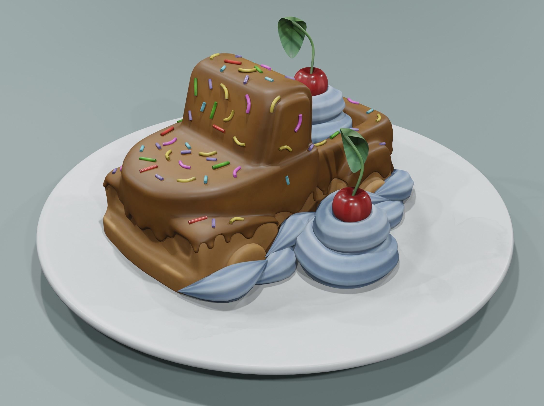 Chocolate dessert Low-poly 3D model_1