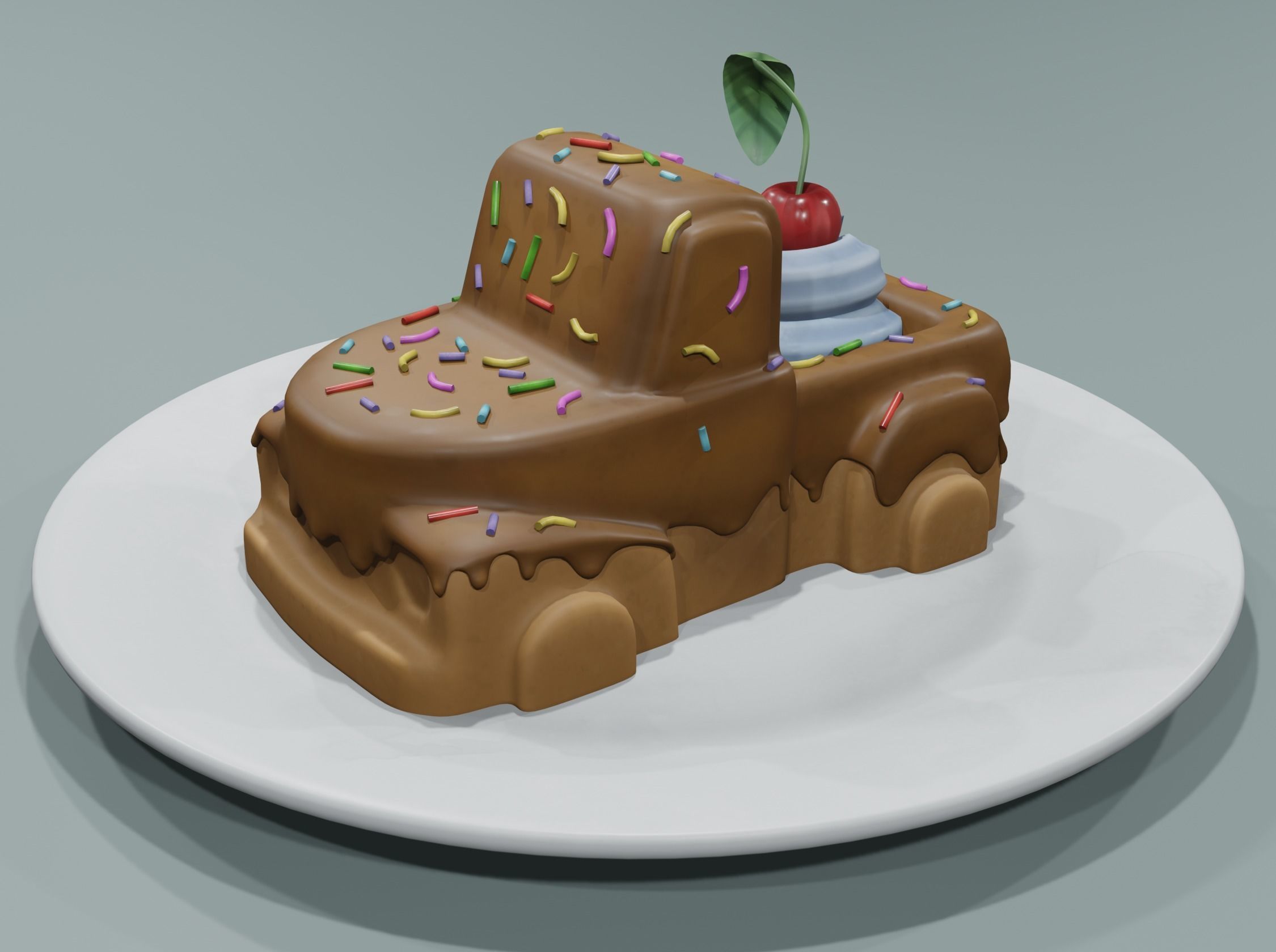 Chocolate dessert Low-poly 3D model_11