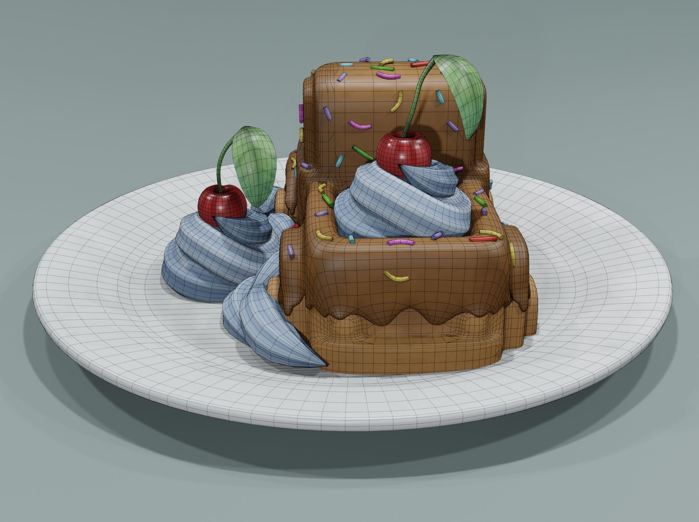 Chocolate dessert Low-poly 3D model_10