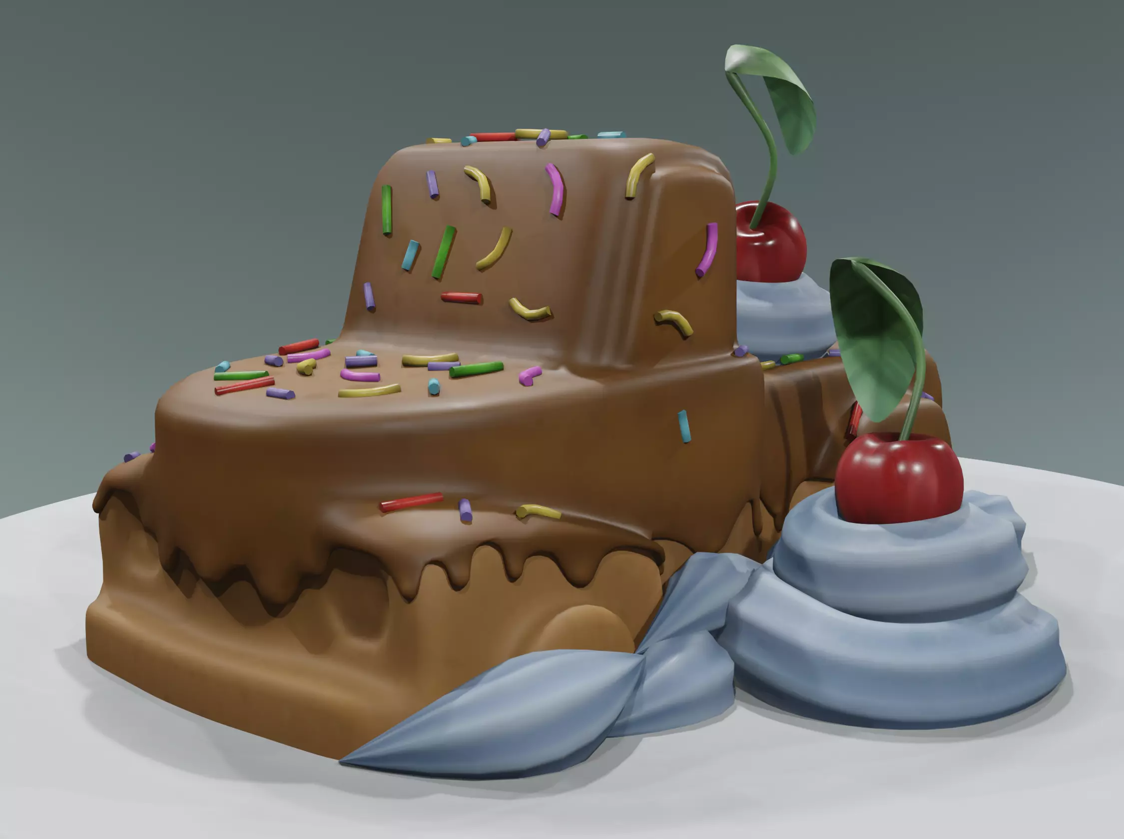 Chocolate dessert Low-poly 3D model_0