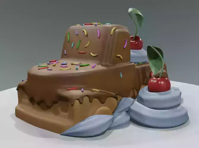 Chocolate dessert Low-poly 3D model