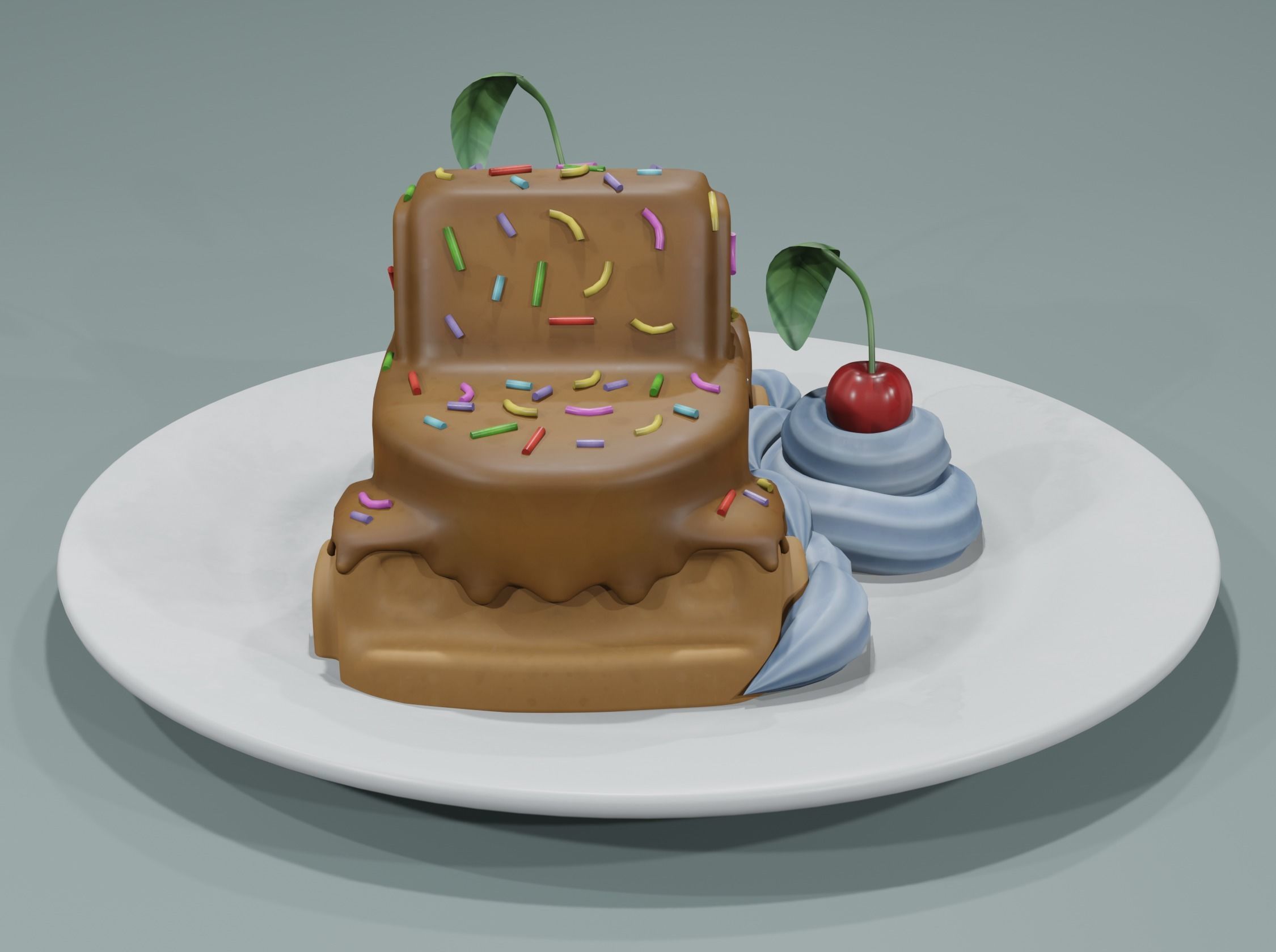 Chocolate dessert Low-poly 3D model_7