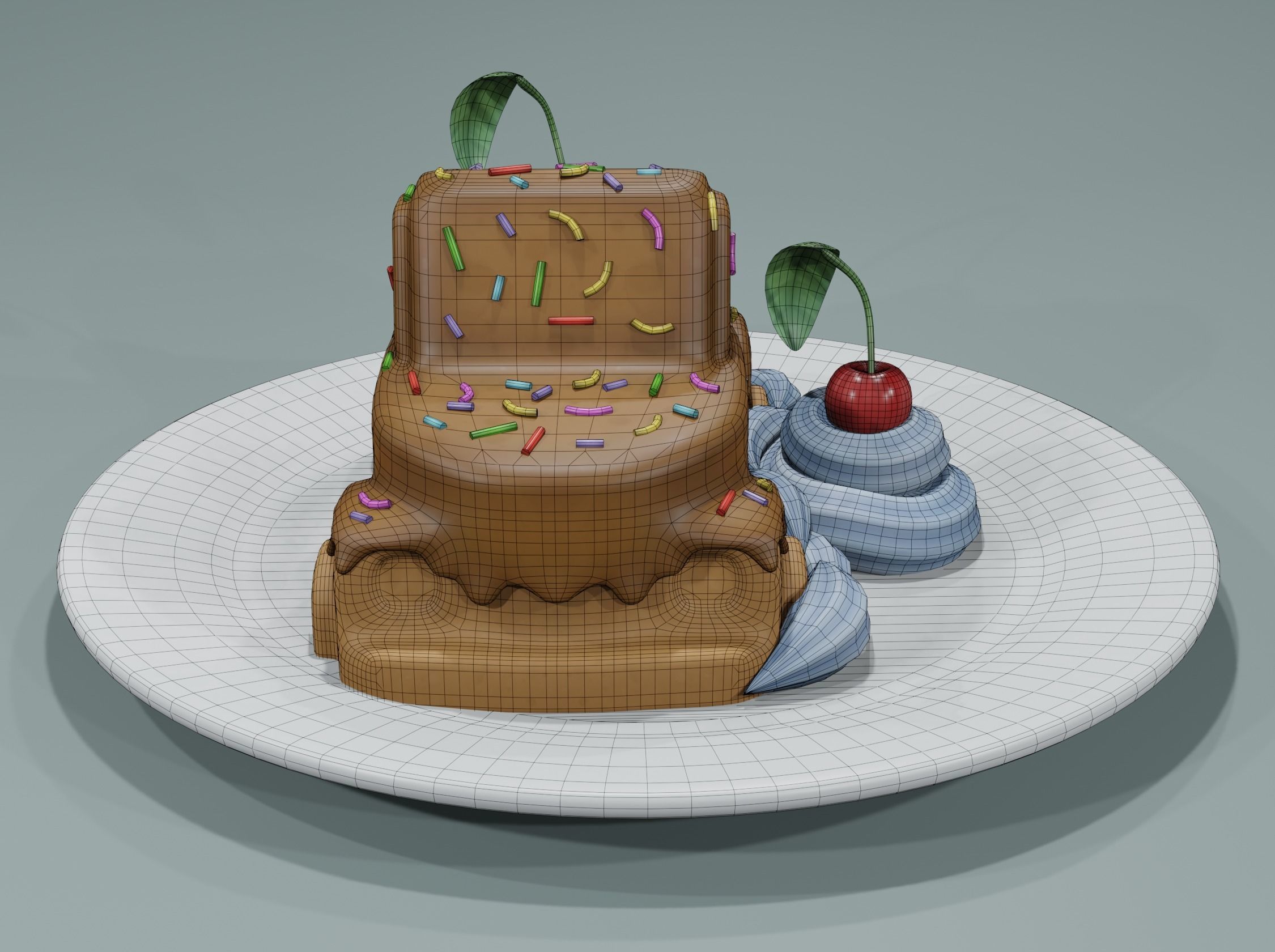 Chocolate dessert Low-poly 3D model_8