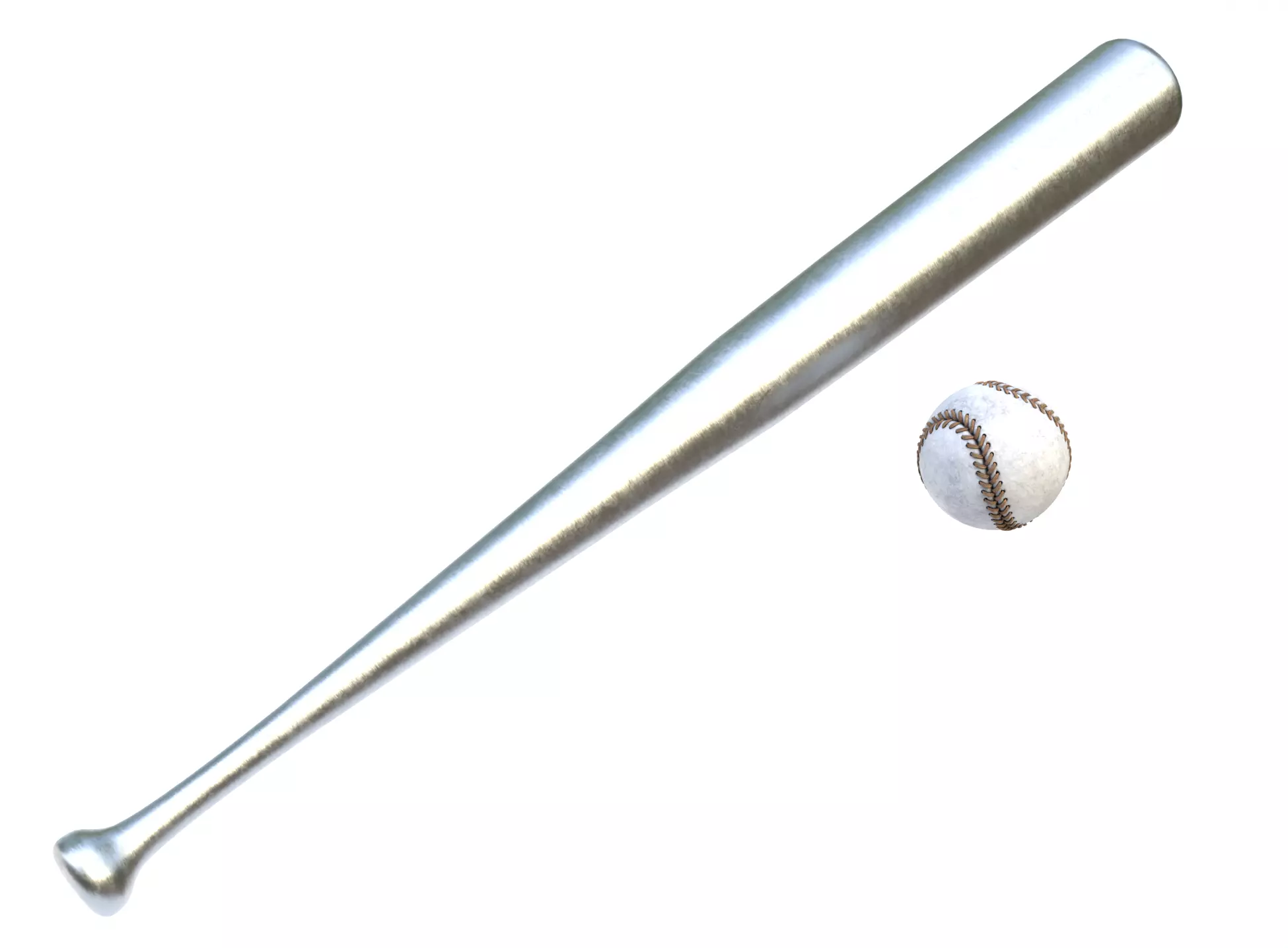 Baseball ball and bat 3D model