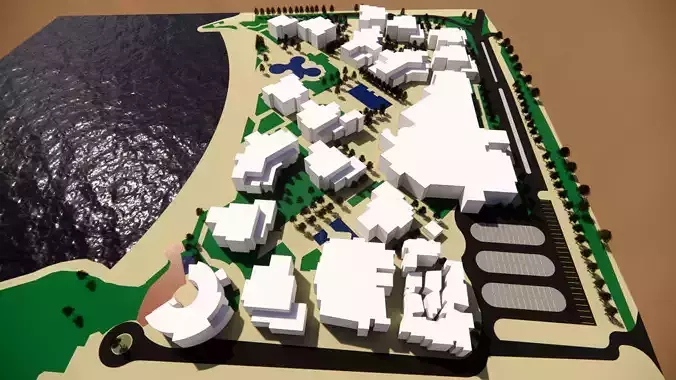 Beach resort Qatar - Mass buildings in Revit 