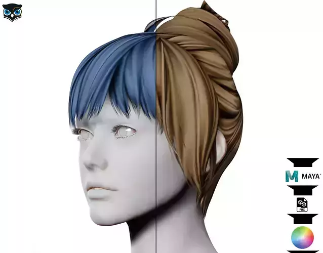Female Hair - Small Bun  Low-poly 3D model
