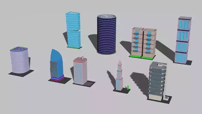 Game ready low poly city