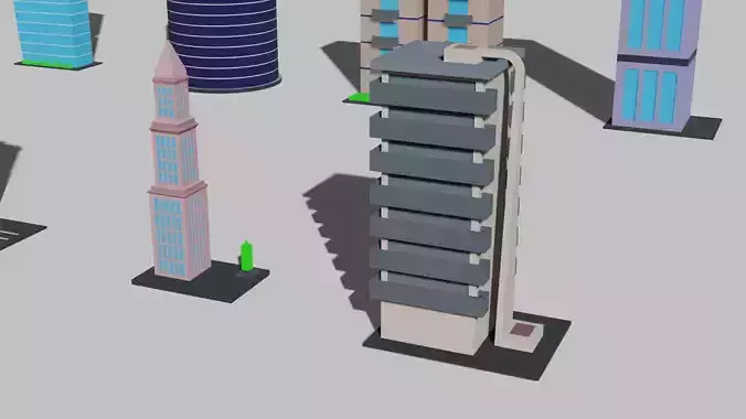 Game ready low poly city Low-poly 3D model