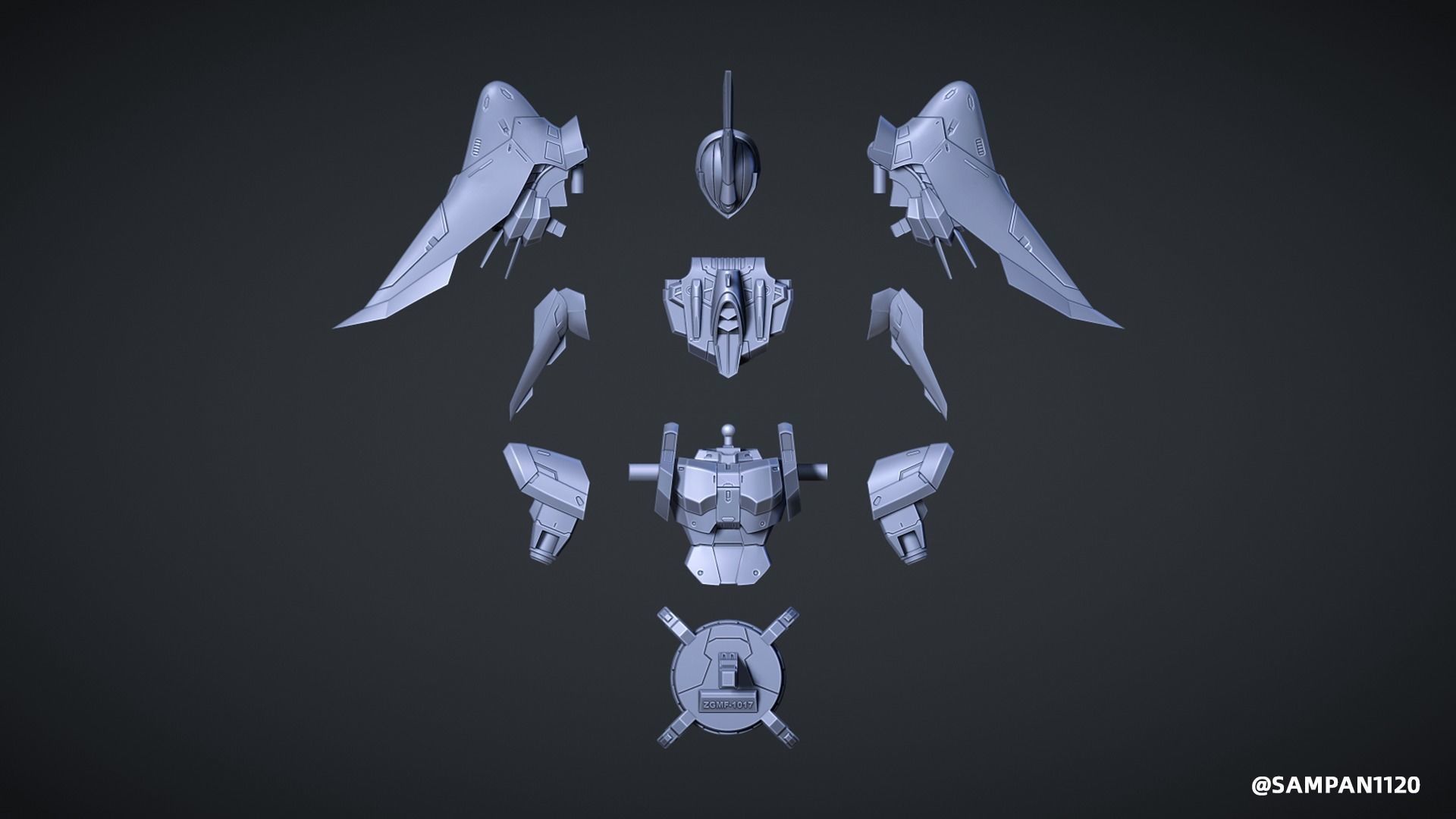 GUNDAM BUST ZGMF-1017 Moblie GINN 3D print model 3D print model_7